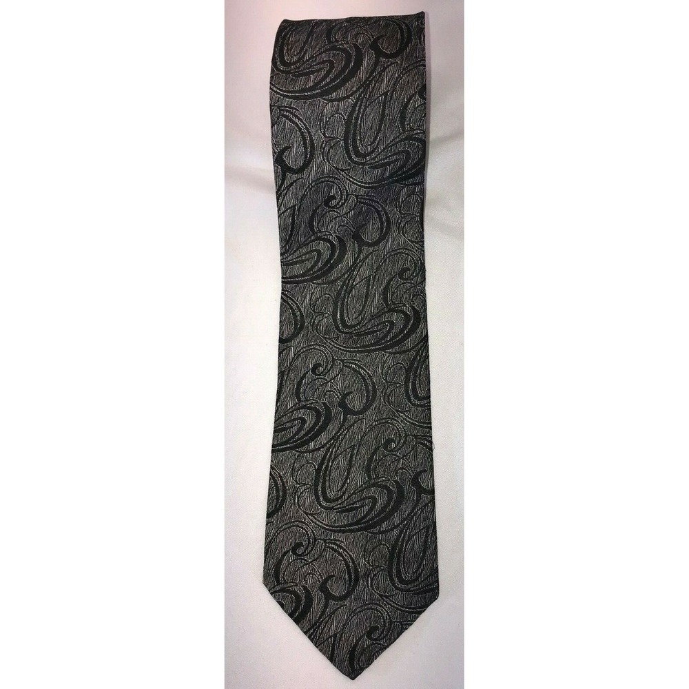 NOS Envoy Limited Edition Black &‎ Gold Scroll Polyester Neck Tie 56" Length
